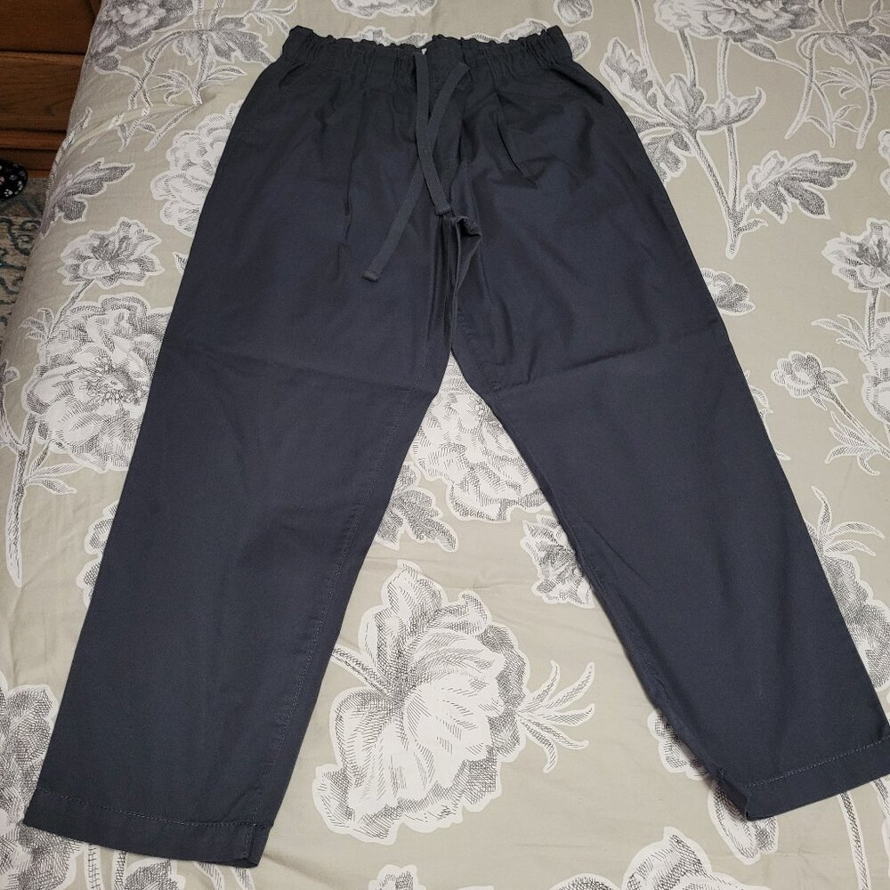 LOFT Navy Drawstring Cropped Pants - Picture 3 of 9